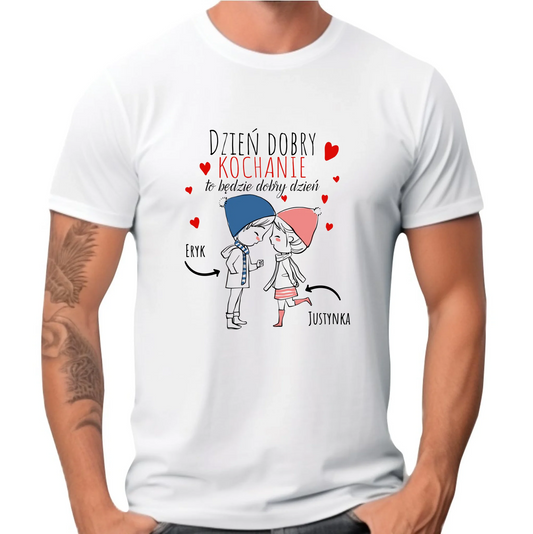 Koszulka męska - Dzień dobry Kochanie - personalizowana W10 - StoryCups.pl