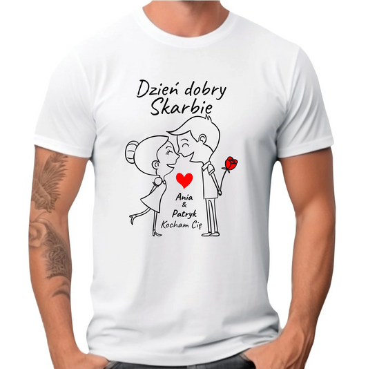 Koszulka męska - Dzień dobry Skarbie - personalizowana W15 - StoryCups.pl