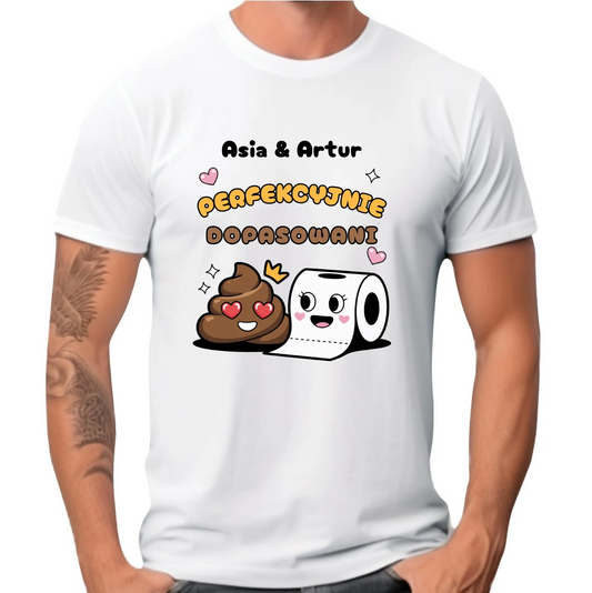 Koszulka męska - Perfekcyjnie dopasowani - personalizowana W81 - StoryCups.pl