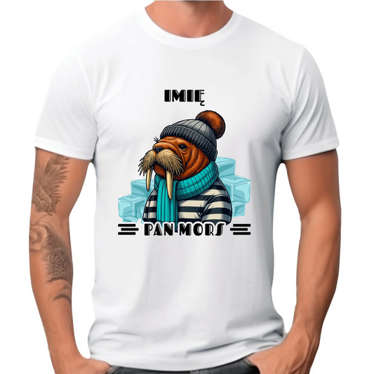 Koszulka męska - prezent dla morsa - Pan Mors - personalizowana HM15 - StoryCups.pl