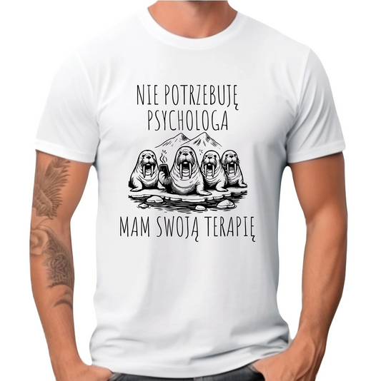 Koszulka męska - prezent dla morsa - Nie potrzebuję psychologa HM14 - StoryCups.pl