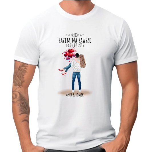 Koszulka męska na rocznicę - Razem na zawsze - personalizowana W14 - StoryCups.pl