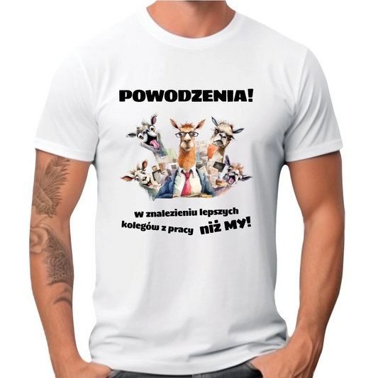 Koszulka męska na odejście z pracy - Powodzenia w znalezieniu lepszych kolegów OP08 - StoryCups.pl