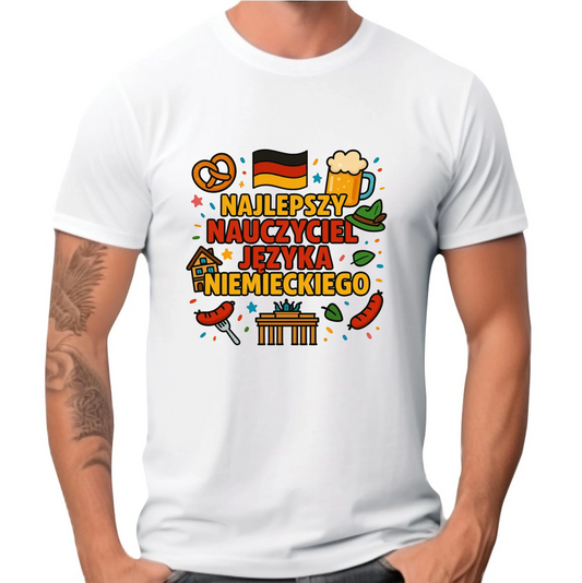 Koszulka męska dla nauczyciela - Najlepszy nauczyciel języka niemieckiego N54 - StoryCups.pl