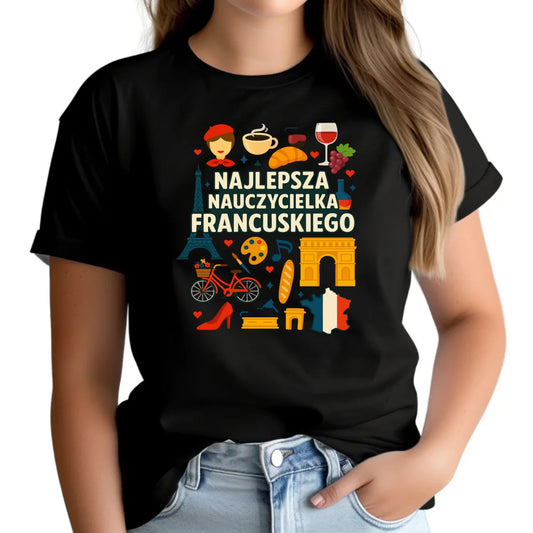 Koszulka damska dla nauczycielki - Najlepsza nauczycielka francuskiego N58 - StoryCups.pl