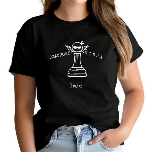 Koszulka damska dla szachisty - Szachowy ninja - personalizowana HSZ01 - StoryCups.pl