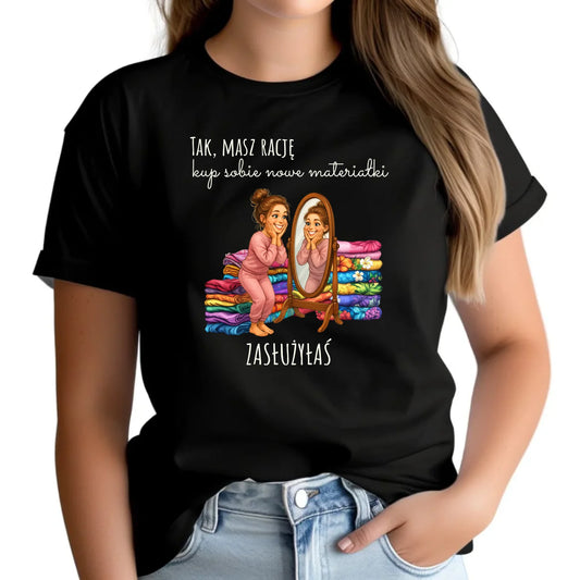 Koszulka damska szyciowa dla krawcowej - Kup sobie materiałki HS22 - StoryCups.pl