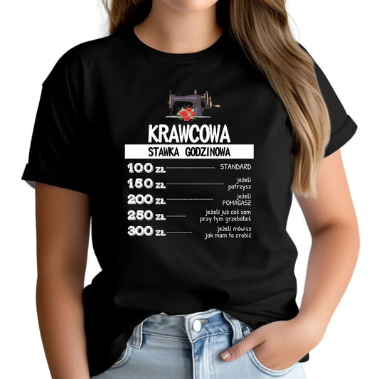 Koszulka damska szyciowa dla krawcowej - Stawka godzinowa HS26 - StoryCups.pl