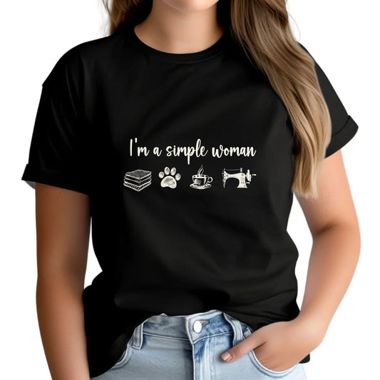 Koszulka damska szyciowa dla krawcowej - I'm a simple woman HS20 - StoryCups.pl