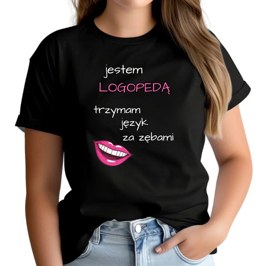 Koszulka damska dla logopedy - Trzymam język za zębami N24 - StoryCups.pl