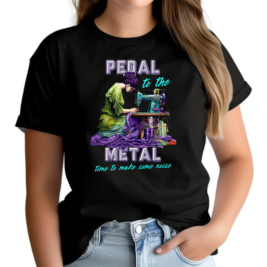 Koszulka damska szyciowa - prezent dla krawcowej - PEDAL METAL HS01 - StoryCups.pl