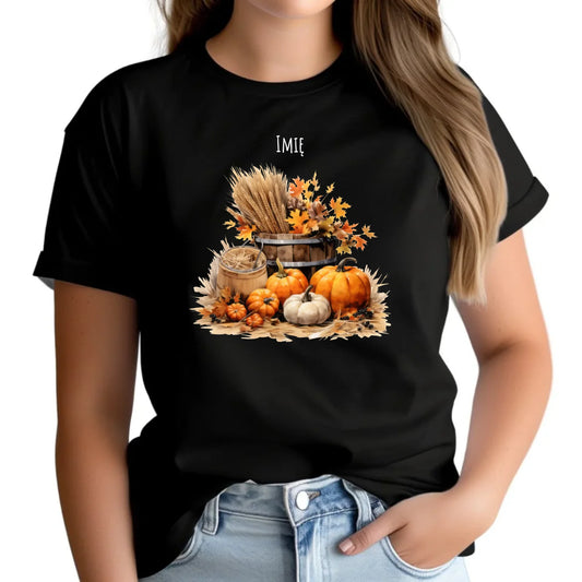 Koszulka damska jesieniara - Harvest vibes - personalizowana JS09 - StoryCups.pl