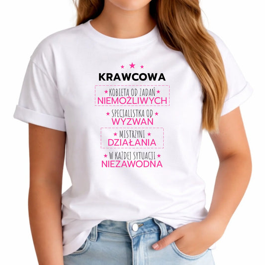 Koszulka damska szyciowa dla krawcowej - Kobieta od zadań niemożliwych HS29 - StoryCups.pl