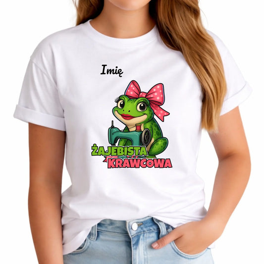 Koszulka damska szyciowa dla krawcowej - Żajebista Krawcowa - personalizowana HS32 - StoryCups.pl