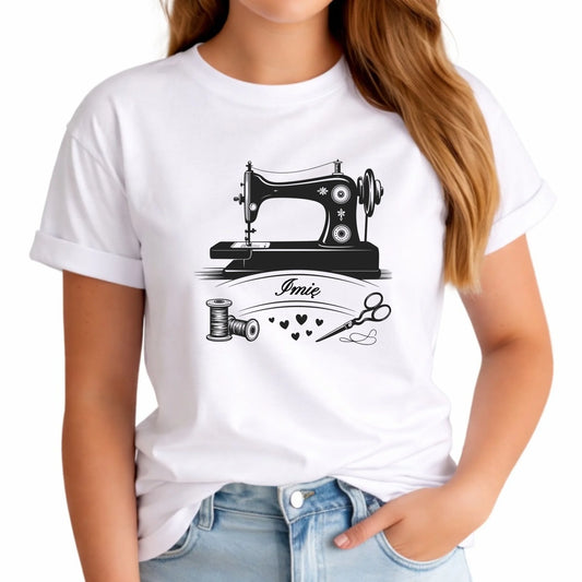 Koszulka damska szyciowa dla krawcowej - Maszyna vintage- personalizowana HS34 - StoryCups.pl