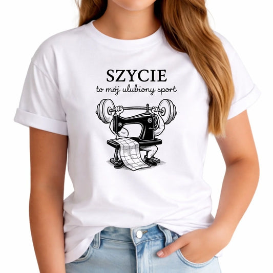 Koszulka damska szyciowa dla krawcowej - Szycie to mój ulubiony sport HS23 - StoryCups.pl