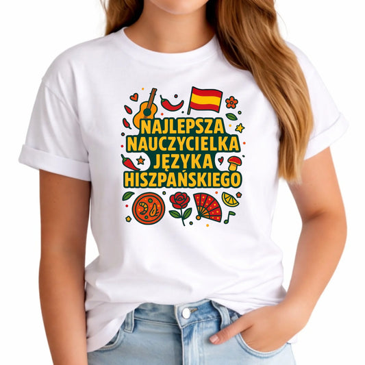 Koszulka damska dla nauczycielki - Najlepsza nauczycielka hiszpańskiego N55 - StoryCups.pl
