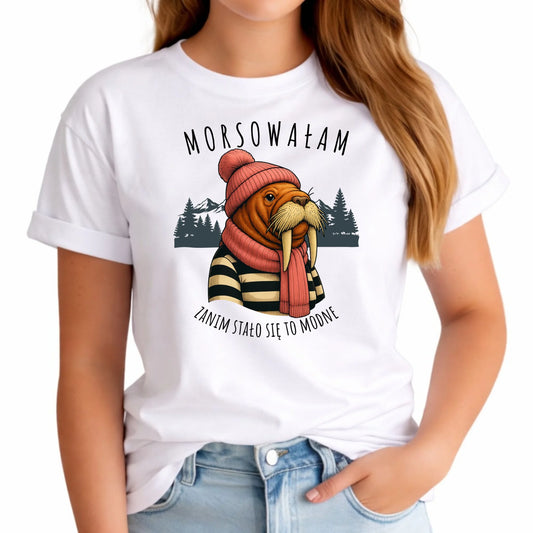 Koszulka damska - prezent dla morsa - Morsowałam zanim stało się to modne - Mors HM21 - StoryCups.pl