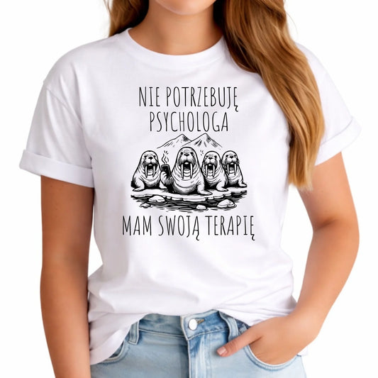 Koszulka damska - prezent dla morsa - Nie potrzebuję psychologa HM14 - StoryCups.pl