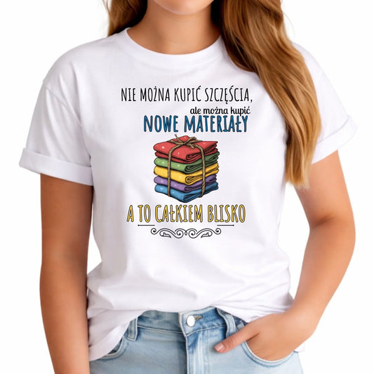 Koszulka damska szyciowa dla krawcowej - Nie można kupić szczęścia HS03 - StoryCups.pl