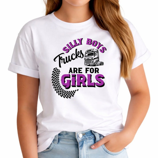 Koszulka damska - kierowca ciężarówki - Silly boys trucks are for girls ZKT11 - StoryCups.pl