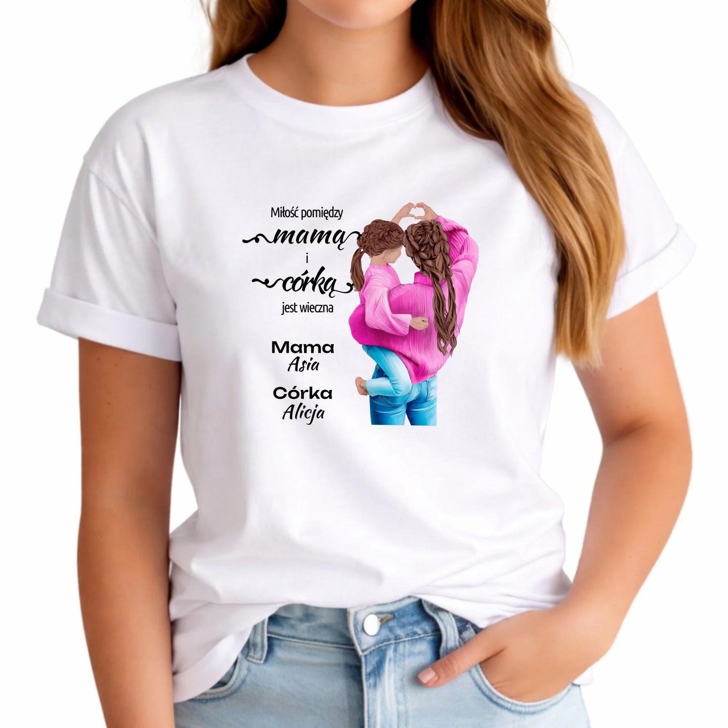 Koszulka damska dla mamy - Mama z córką - personalizowana DM38 - StoryCups.pl