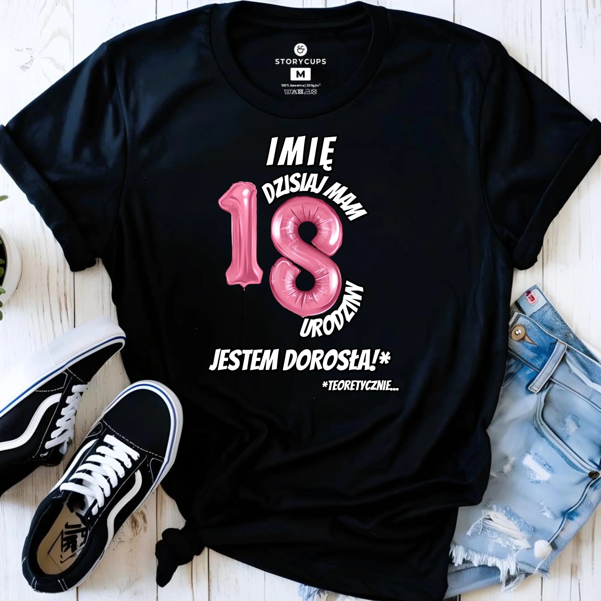 Dzisiaj mam 18. urodziny | Personalizowana koszulka damska prezent na osiemnastkę U25 - StoryCups.pl