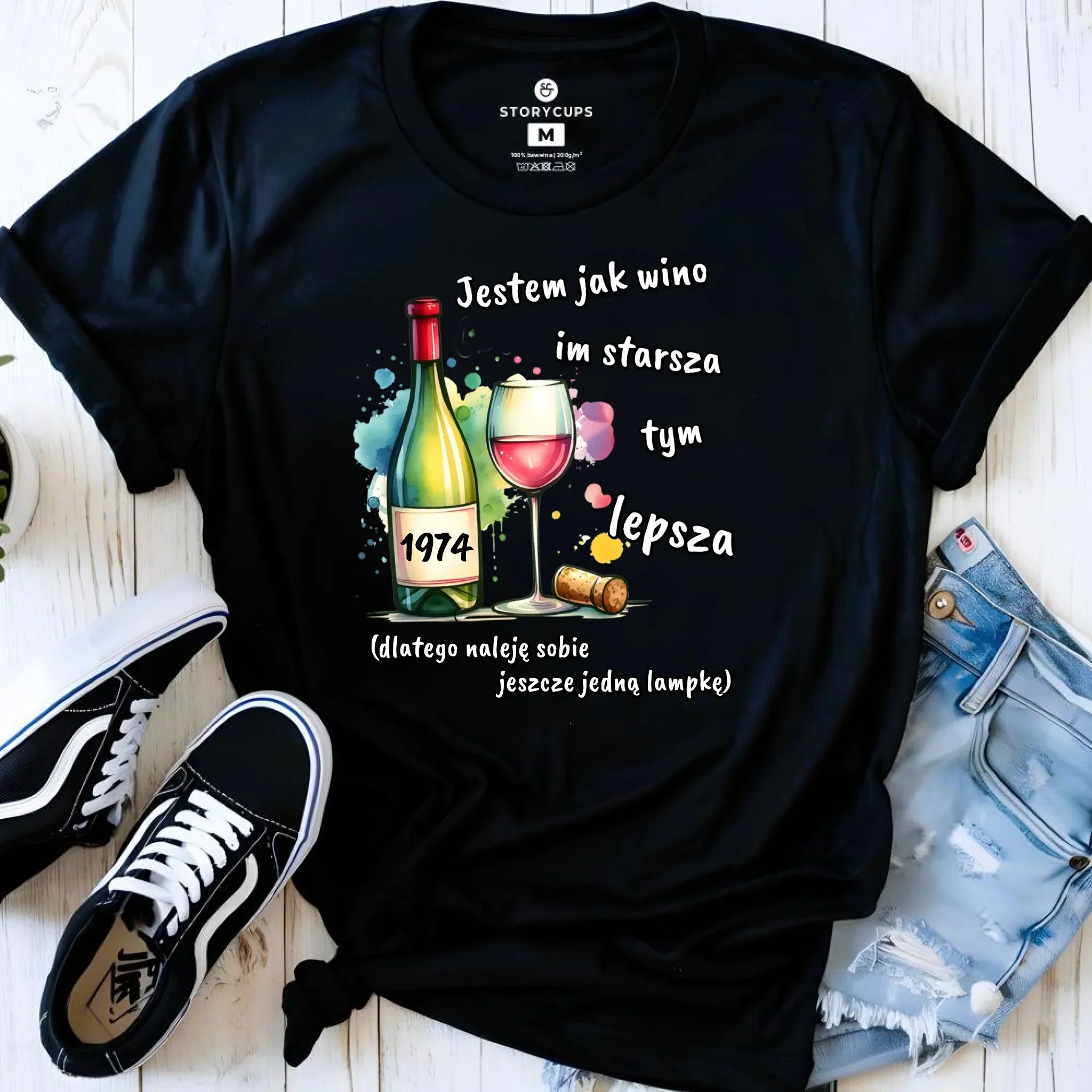 Jestem jak wino im starsza tym lepsza | Koszulka damska prezent na urodziny U13 - StoryCups.pl
