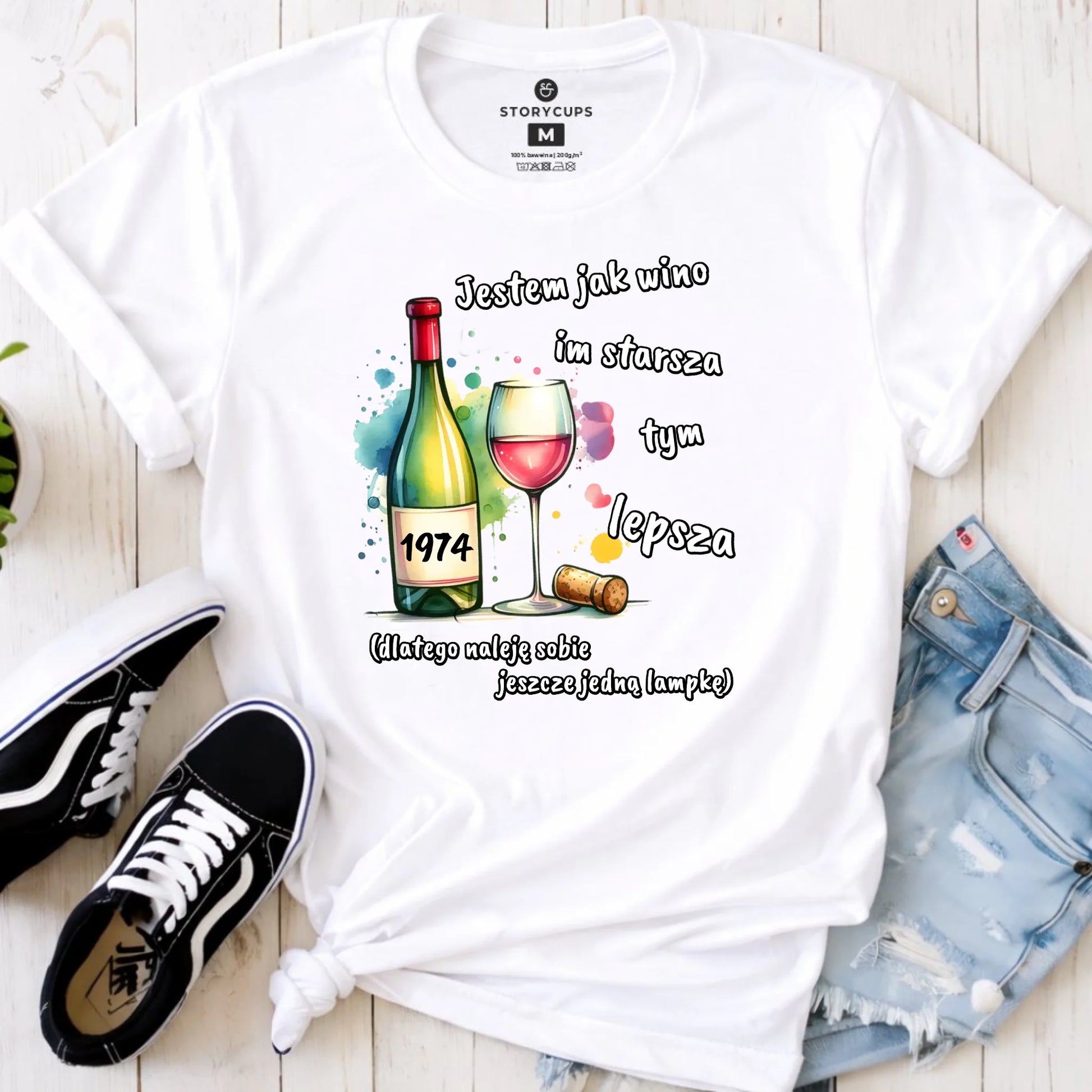 Jestem jak wino im starsza tym lepsza | Koszulka damska prezent na urodziny U13 - StoryCups.pl