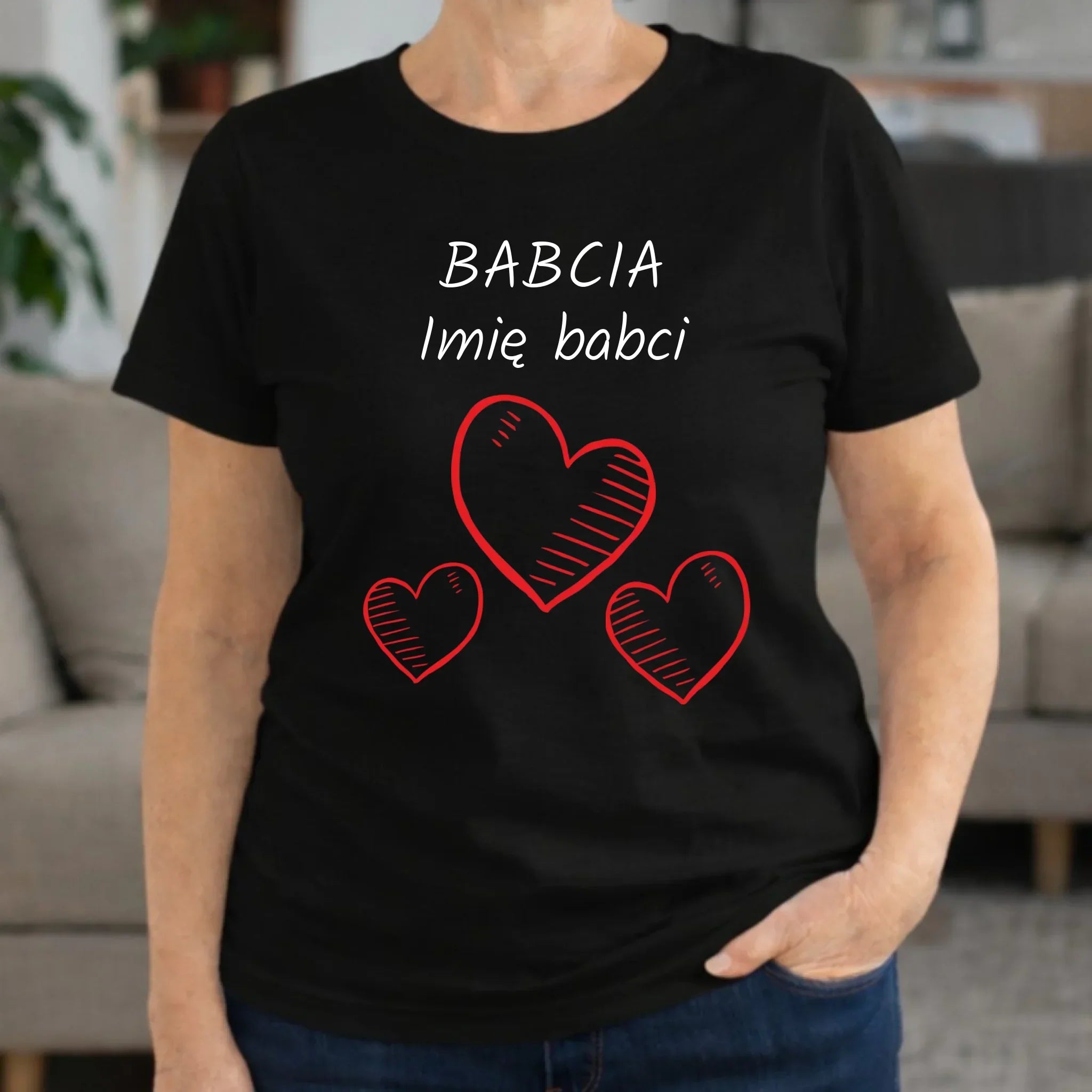 Koszulka dla babci - Serca - personalizowana B01 - StoryCups.pl