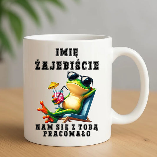 Kubek na odejście z pracy - Żajebiście nam się z Tobą pracowało - personalizowany OP09 - StoryCups.pl