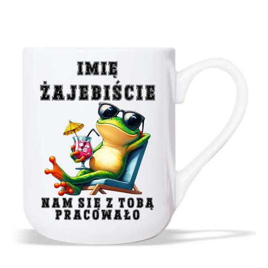 Kubek elegant na odejście z pracy - Żajebiście nam się z Tobą pracowało - personalizowany OP09 - StoryCups.pl