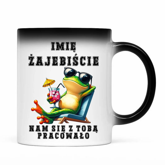 Kubek magiczny na odejście z pracy - Żajebiście nam się z Tobą pracowało - personalizowany OP09 - StoryCups.pl