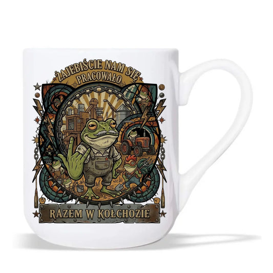 Kubek elegant na odejście z pracy dla kolegi - Żajebiście nam się pracowało w kołchozie OP10 - StoryCups.pl