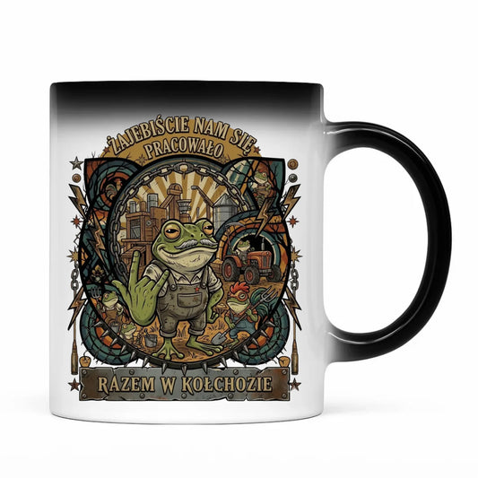 Kubek magiczny na odejście z pracy dla kolegi - Żajebiście nam się pracowało w kołchozie OP10 - StoryCups.pl