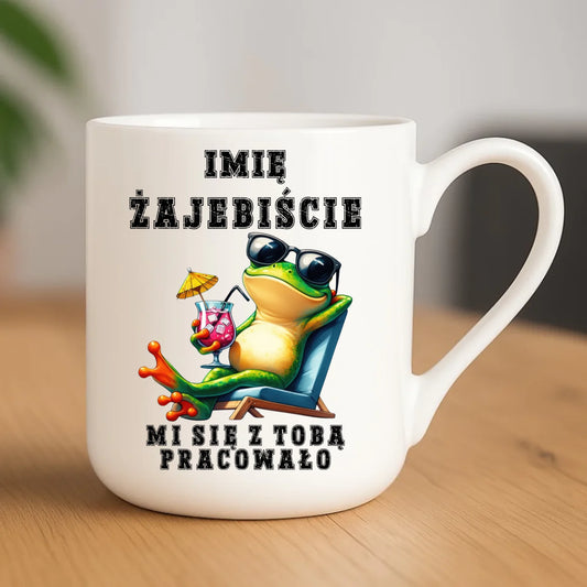 Kubek elegant na odejście z pracy - Żajebiście mi się z Tobą pracowało - personalizowany OP17 - StoryCups.pl