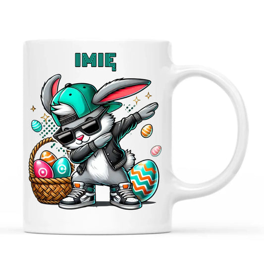 Kubek na Wielkanoc - Zajączek Dab dance - personalizowany WN09 - StoryCups.pl