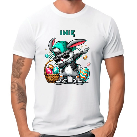 Koszulka męska wielkanocna - Zajączek Dab dance - personalizowana WN09 - StoryCups.pl