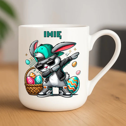 Kubek elegant wielkanocny - Zajączek Dab dance - personalizowany WN09 - StoryCups.pl
