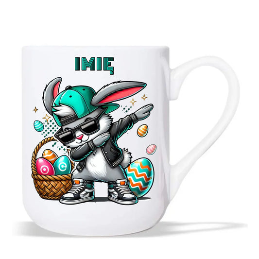 Kubek elegant wielkanocny - Zajączek Dab dance - personalizowany WN09 - StoryCups.pl