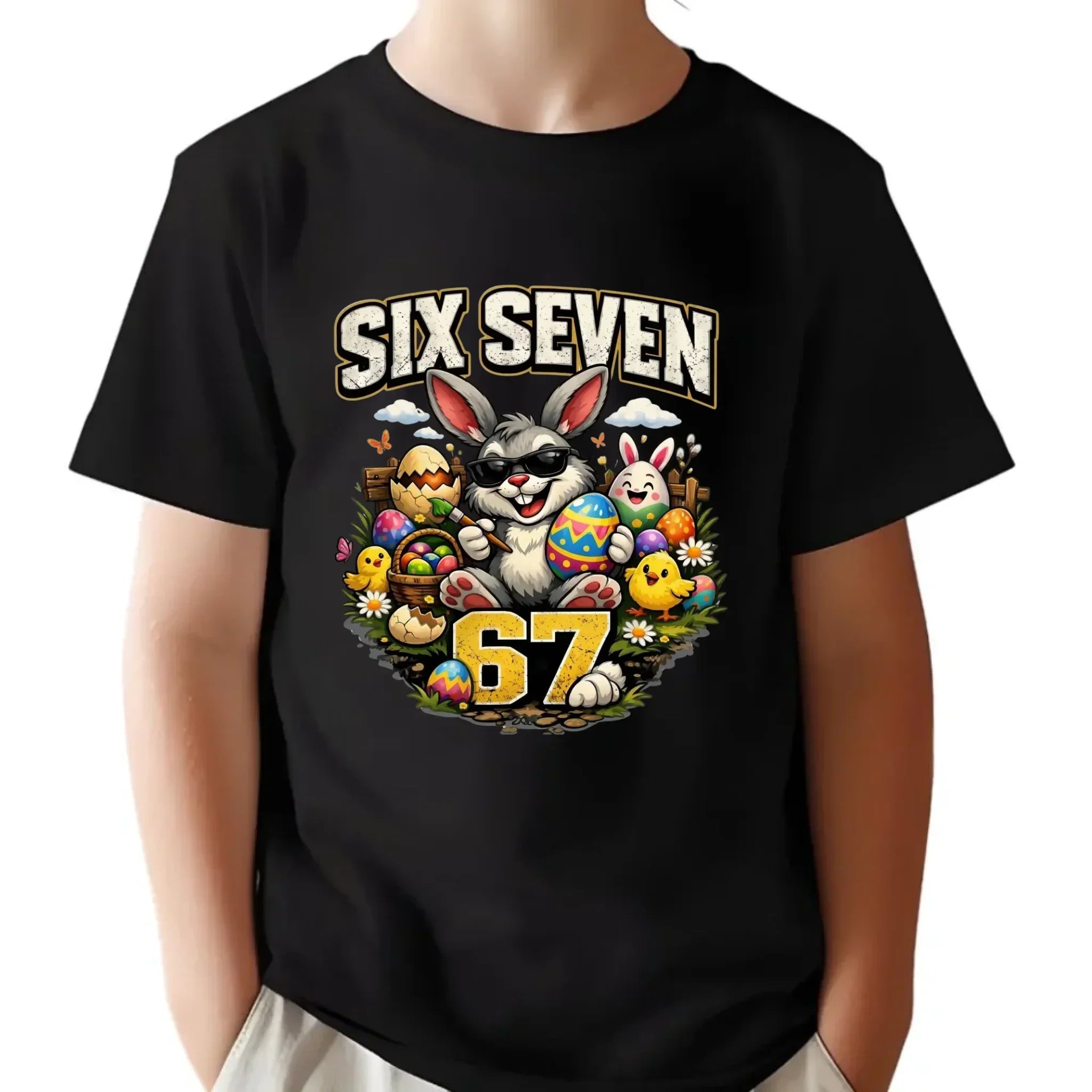 Koszulka dziecięca wielkanocna - Zając Six Seven 67 WN10 - StoryCups.pl