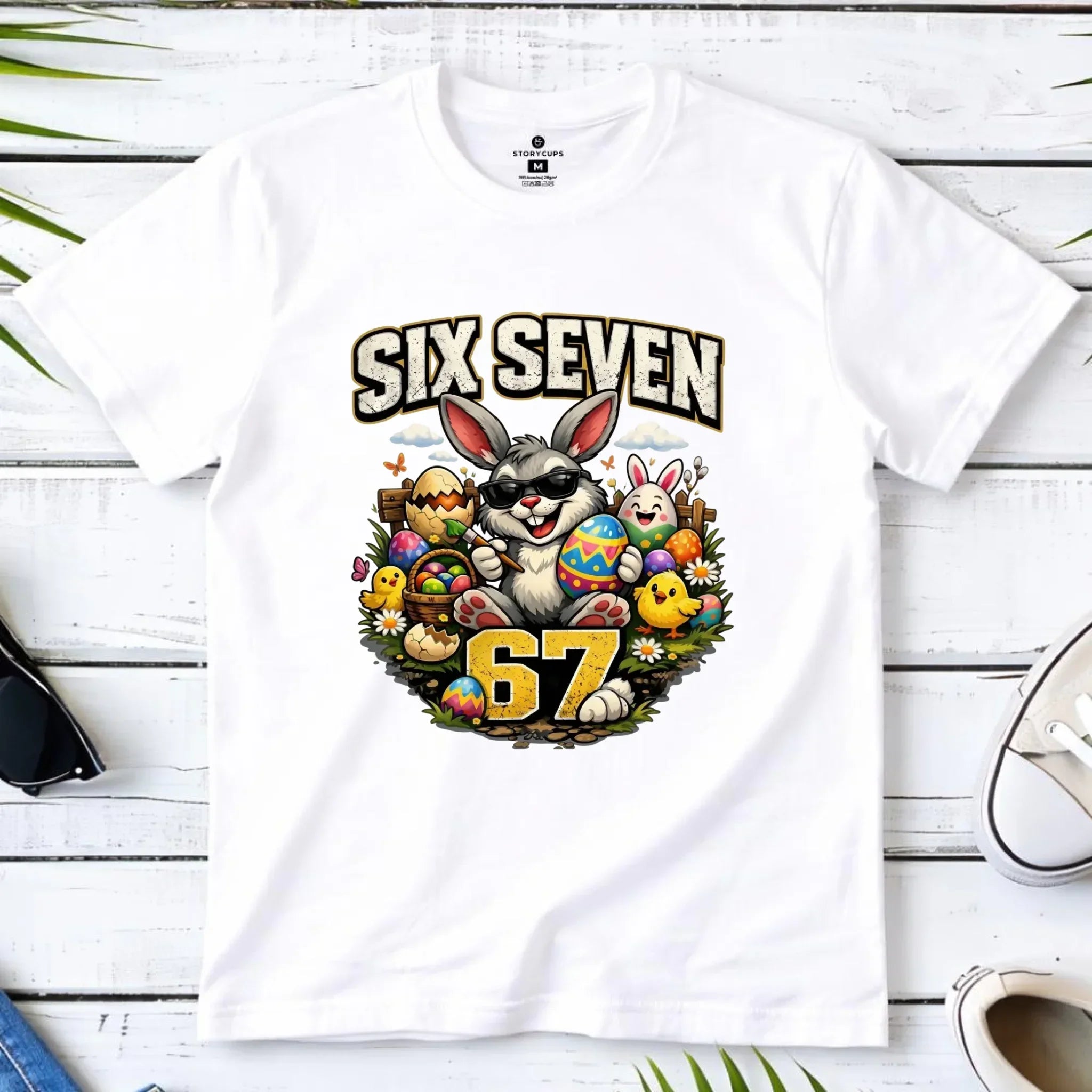 Koszulka dziecięca wielkanocna - Zając Six Seven 67 WN10 - StoryCups.pl