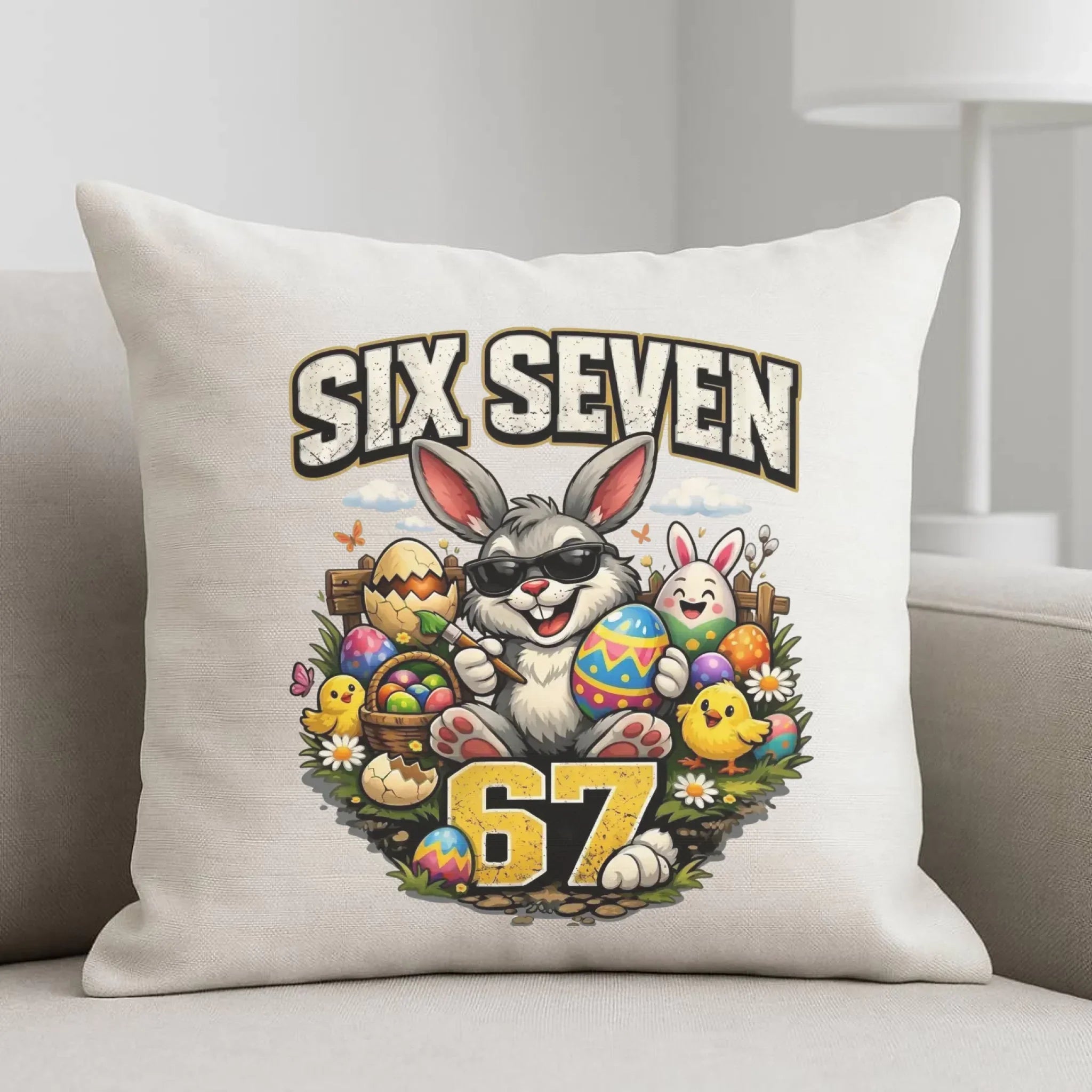 Poduszka wielkanocna - Zając Six Seven 67 WN10 - StoryCups.pl