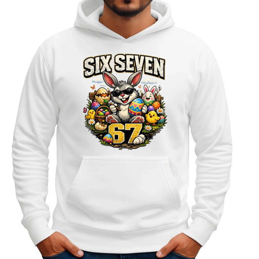 Bluza męska z kapturem wielkanocna - Zając Six Seven 67 WN10 - StoryCups.pl