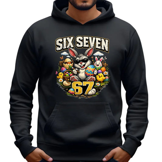 Bluza męska z kapturem wielkanocna - Zając Six Seven 67 WN10 - StoryCups.pl