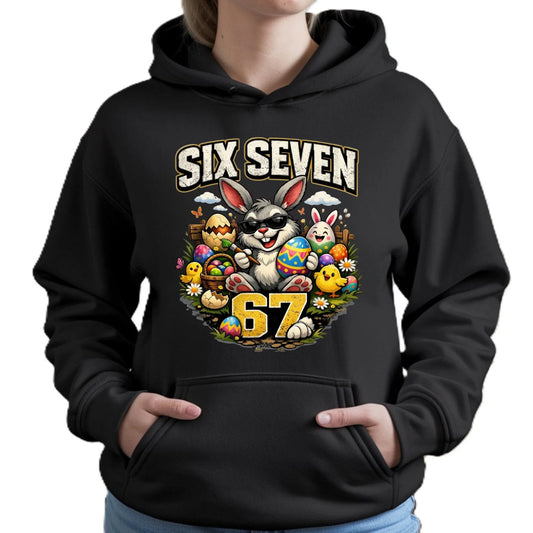 Bluza damska z kapturem wielkanocna - Zając Six Seven 67 WN10 - StoryCups.pl