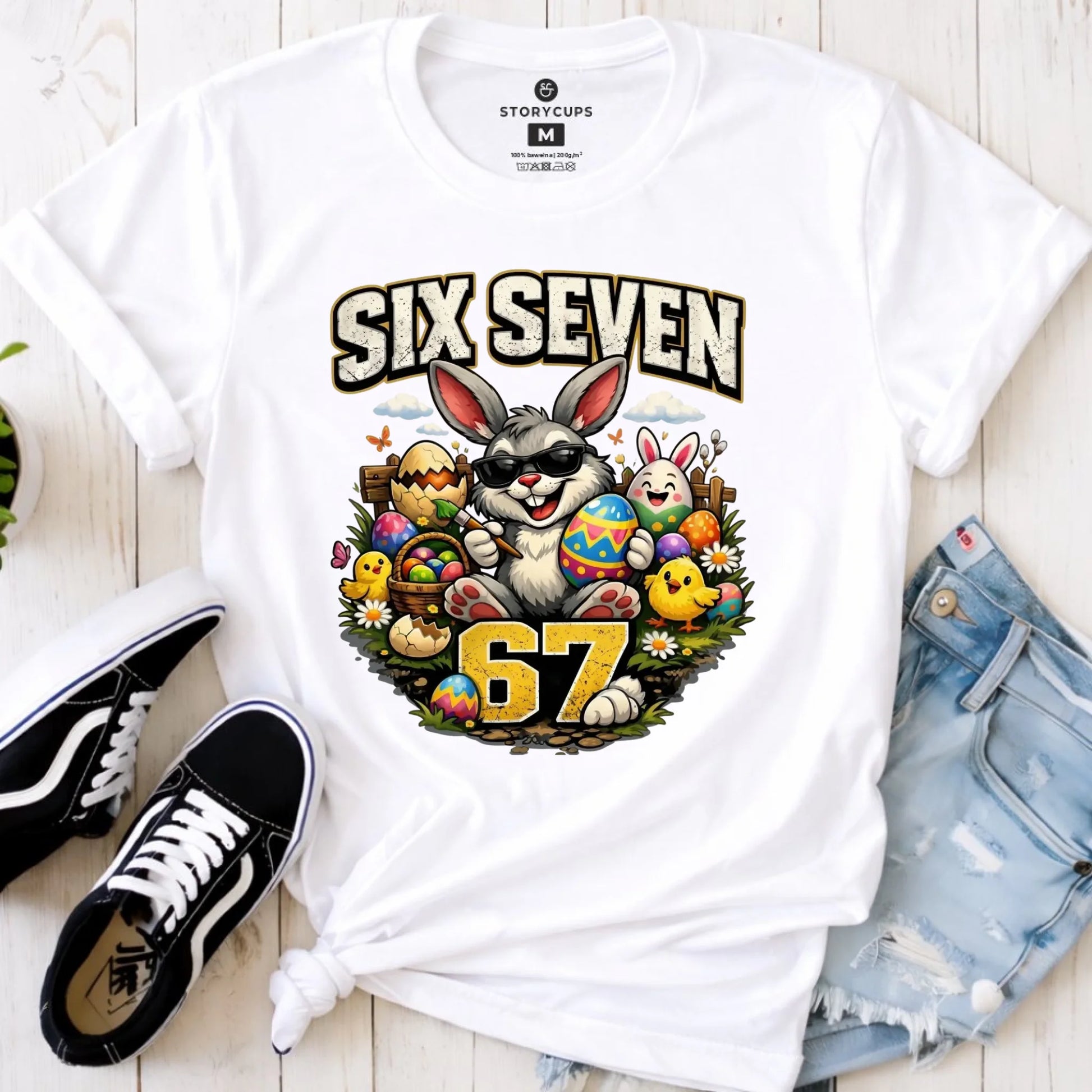 Koszulka damska wielkanocna - Zając Six Seven 67 WN10 - StoryCups.pl