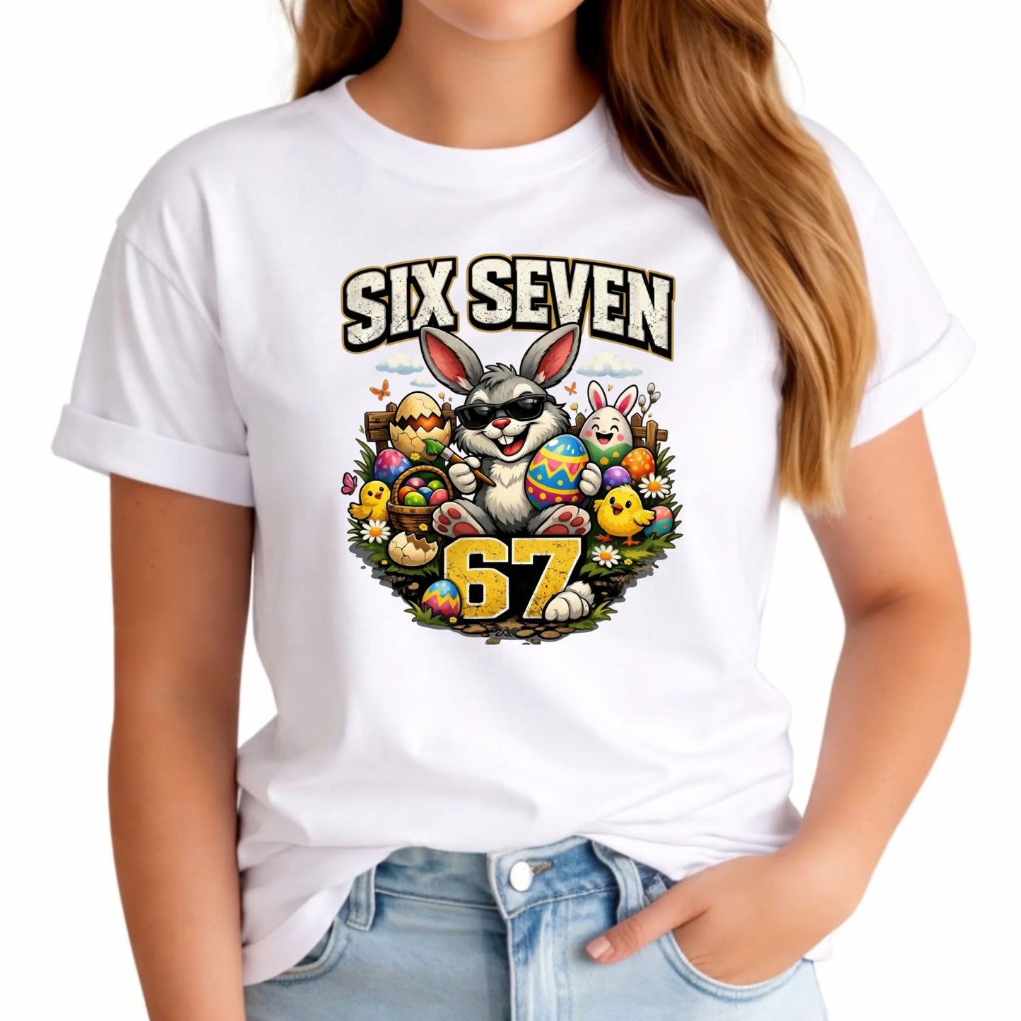 Koszulka damska wielkanocna - Zając Six Seven 67 WN10 - StoryCups.pl