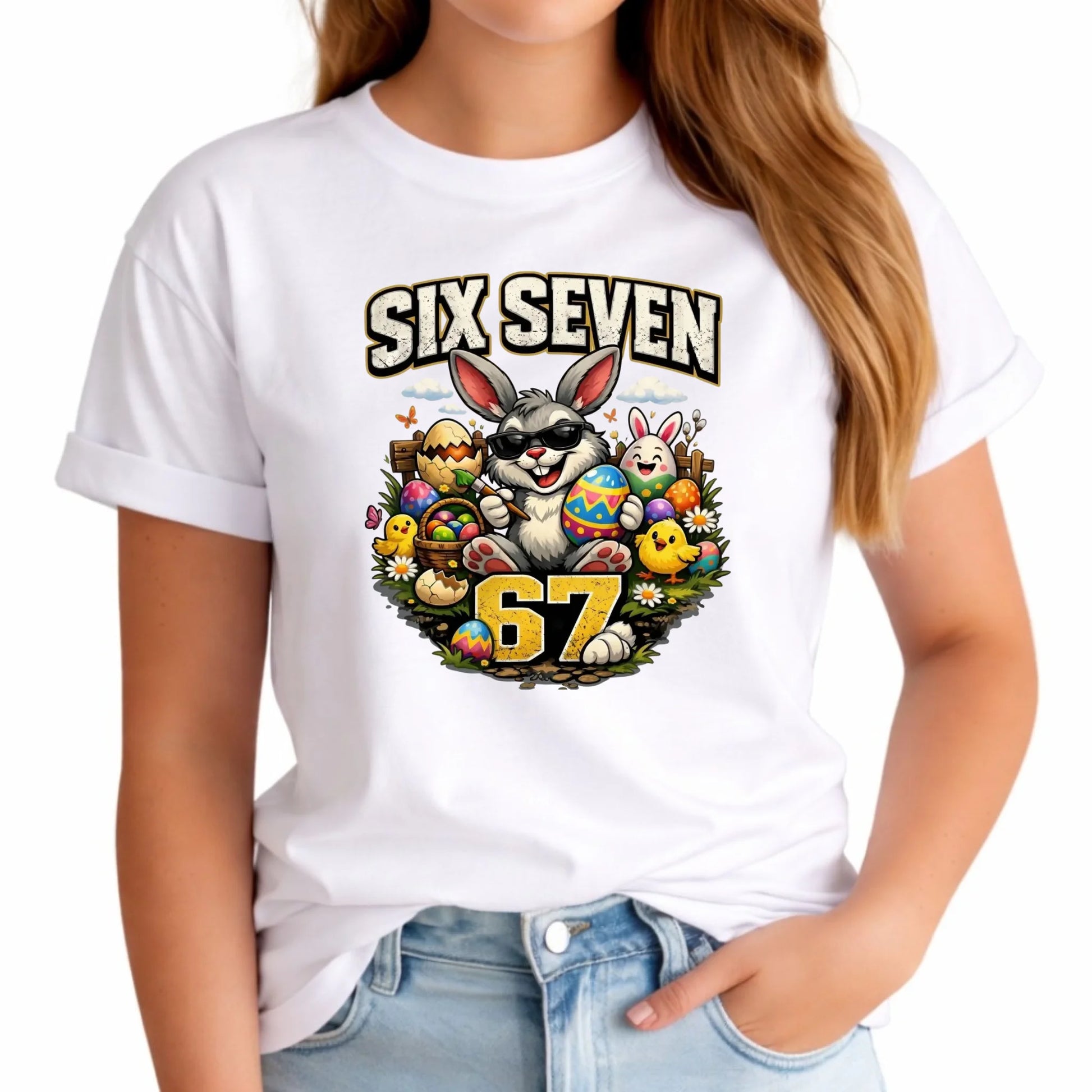 Koszulka damska wielkanocna - Zając Six Seven 67 WN10 - StoryCups.pl