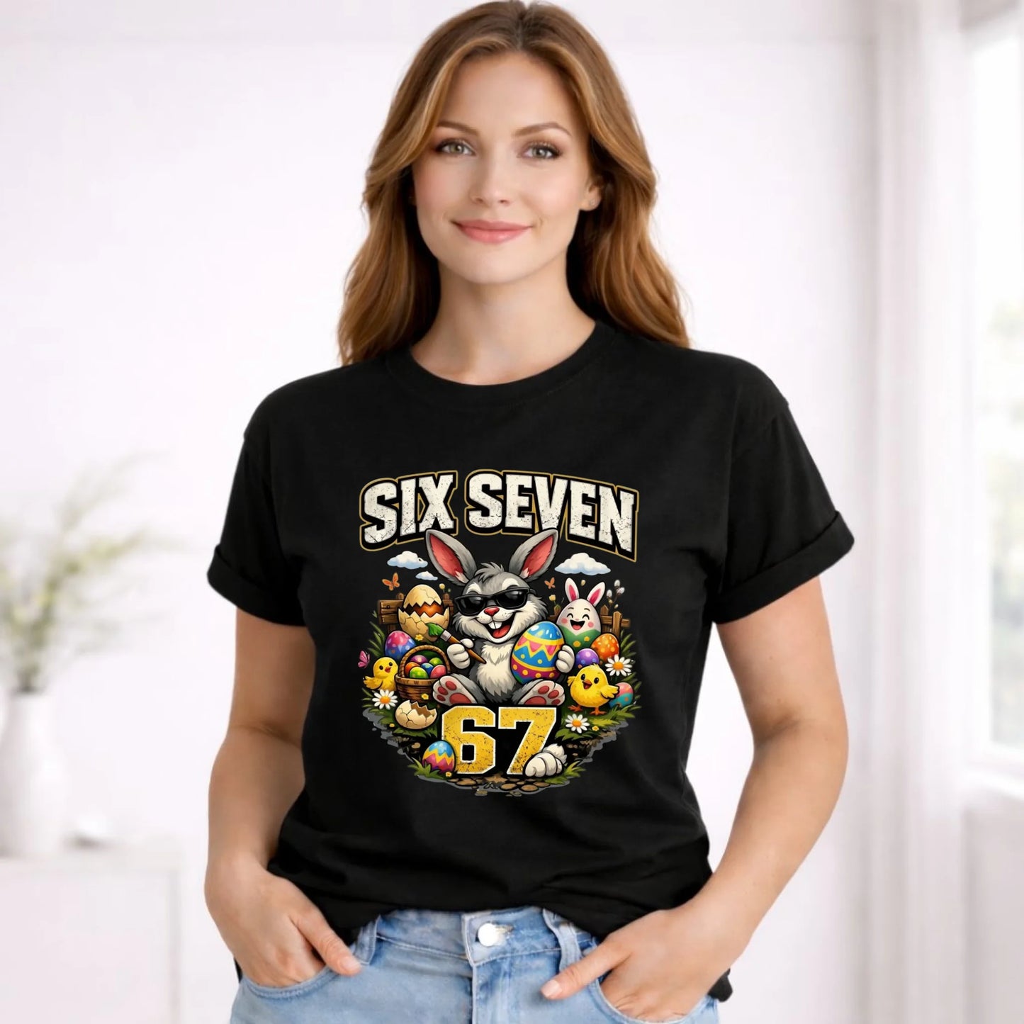 Koszulka damska wielkanocna - Zając Six Seven 67 WN10 - StoryCups.pl